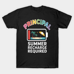 Cute Principal Summer Recharge Required Last day of School T-Shirt
